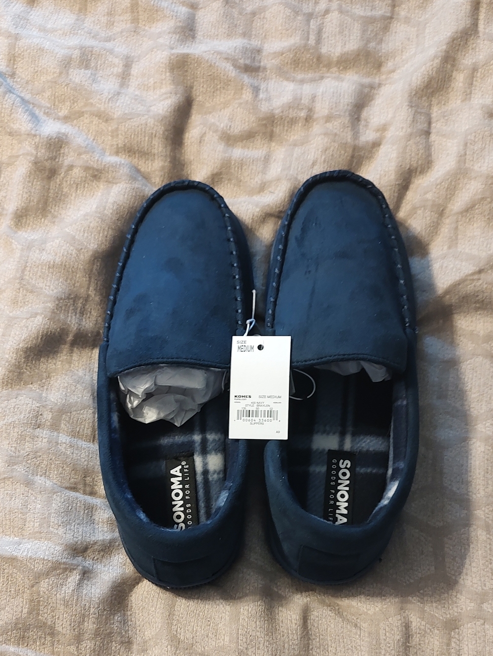 Sonoma Men's Dark Blue Slip-On Moccasin Slippers